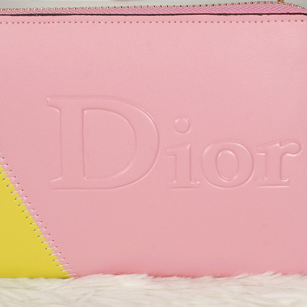 dior zippy wallet calfskin 118 pink&yellow